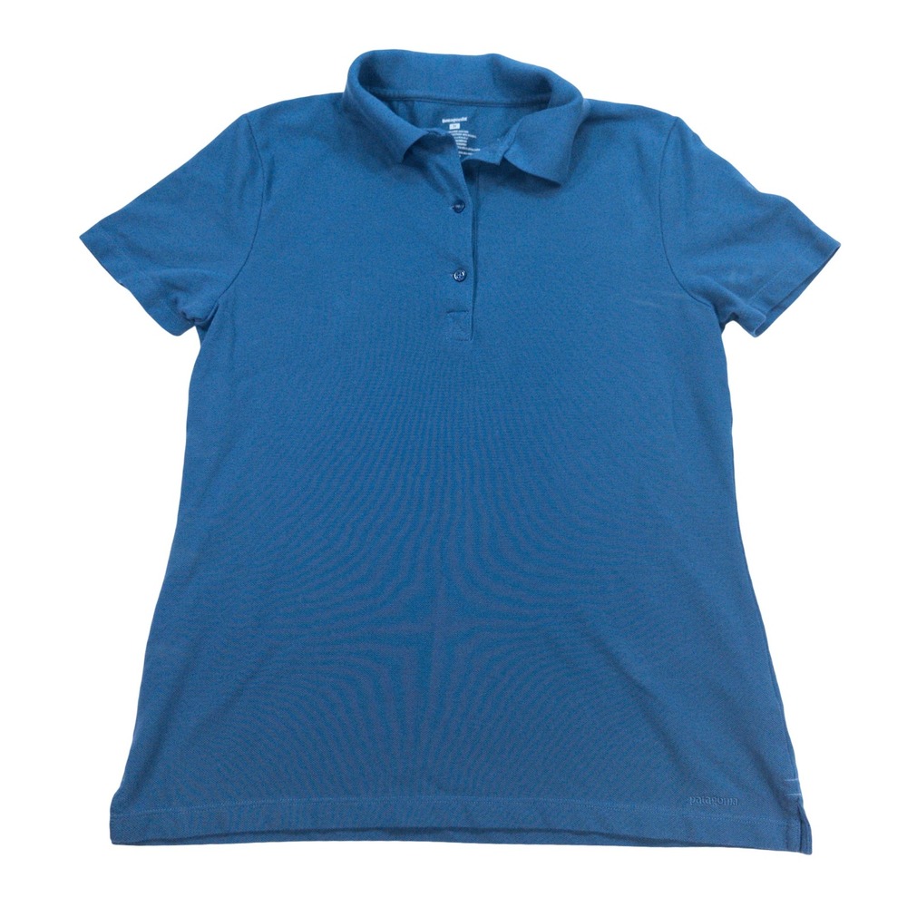 Patagonia Organic Cotton Polo Shirt Womens Medium Blue Short Sleeve Casual